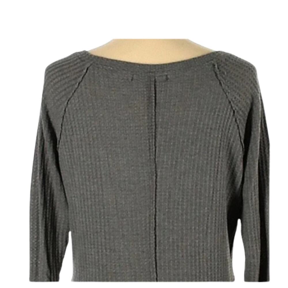 Merokeety Gray Thermal And  Lace Long Sleeve Tunic Top Size Large - Picture 5 of 9